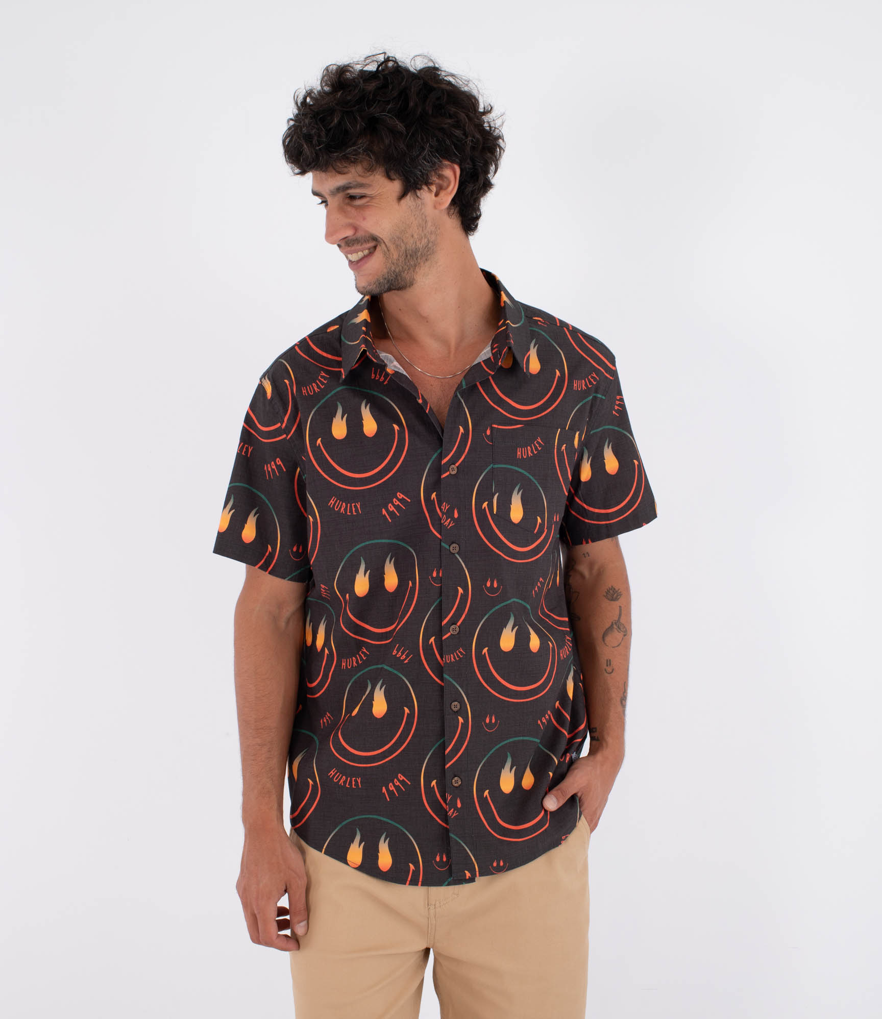 Hemd Hurley Woven Printing press Happy Face